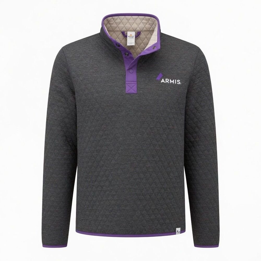 MARINE LAYER Unisex XS Reversible Quilted Corbet Pullover Gray Purple NWT LOGO